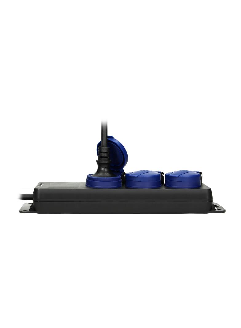 Przedłużacz warsztatowy bryzgoszczelny IP44, 3 gniazda 2P+Z schuko, przewód gumowy, H05RR-F 3x1,5mm2 OR-AE-13295(GS)/5M ORNO