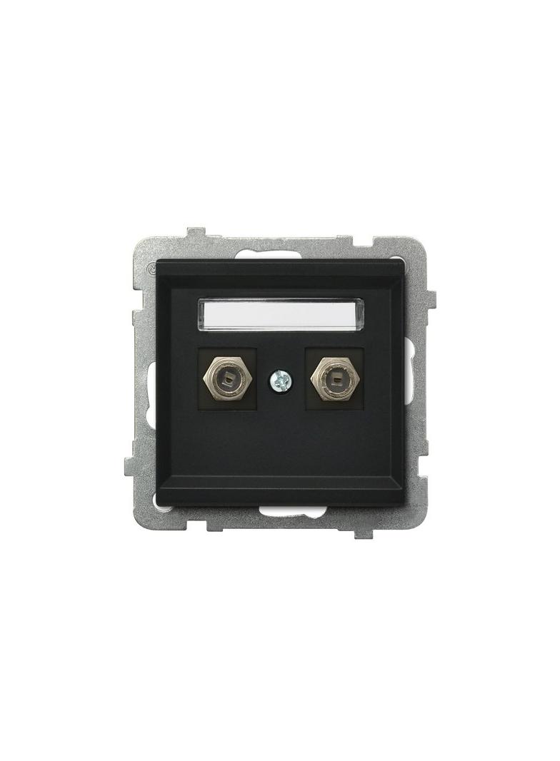 SONATA Gniazdo antenowe typu F podwójne - kolor czarny metalik