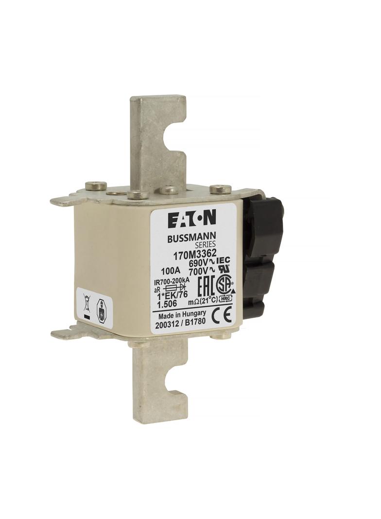 FUSE 100A 690V 1*EK/76 AR UC Wkładka szybka 100A AC 690V rozmiar 1 45x59x102 mm aR, 170M3362 EATON