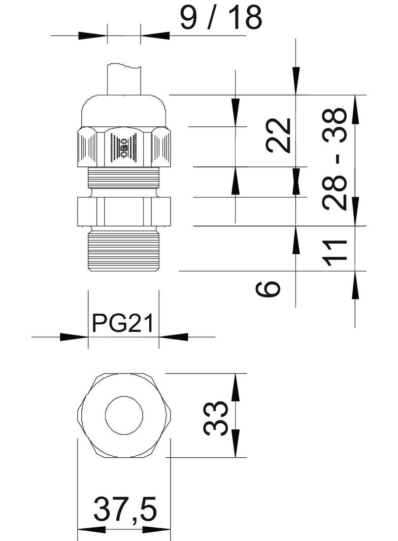 V-TEC, DŁAWIK KABLOWY PG21