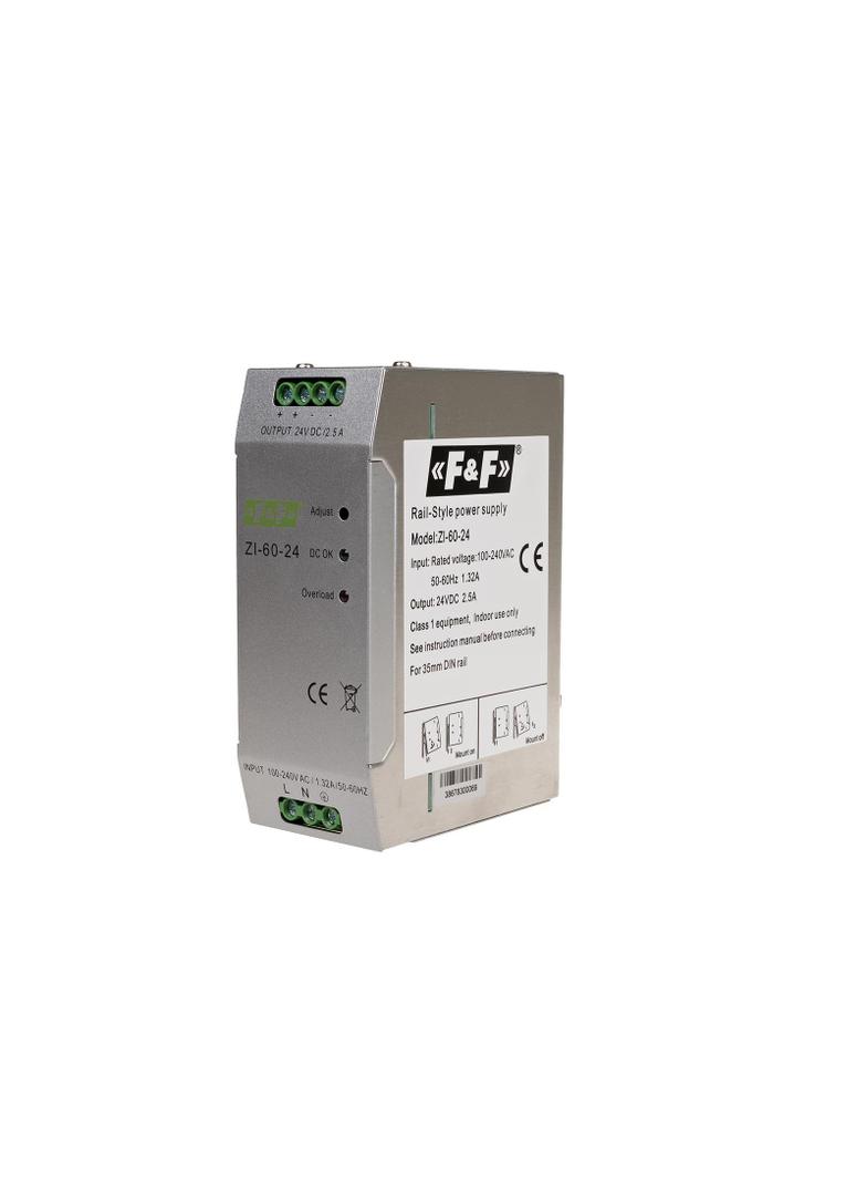 Zasialacz impulsowy przemysłowy nap. wej. 90-264V AC/120-370V DC P=60W nap. Wyj. 24V DC ZI-60-24V F&F