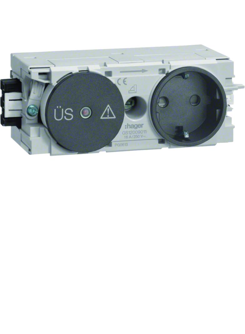 tehalit.WA Gniazdo SCHUKO z ogranicz. przeciwprzep. WAGO C-profil antracyt GS12009011 HAGER