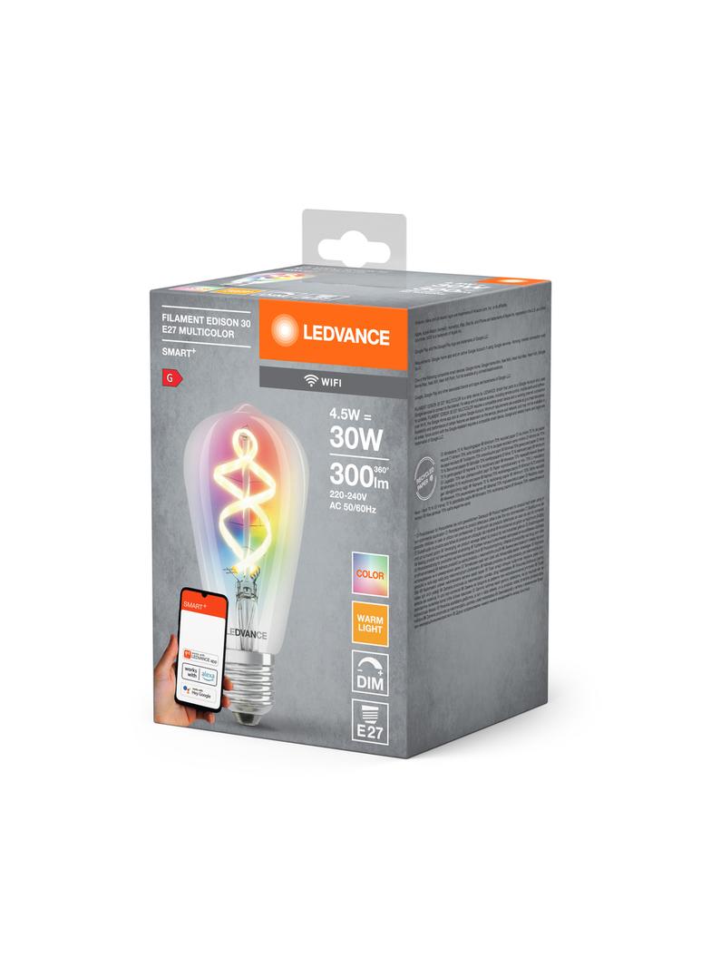 Lampa LED SMART+ WiFi CL Edison Filament szkło przezroczyste RGBW 30  4,5W/827 E27