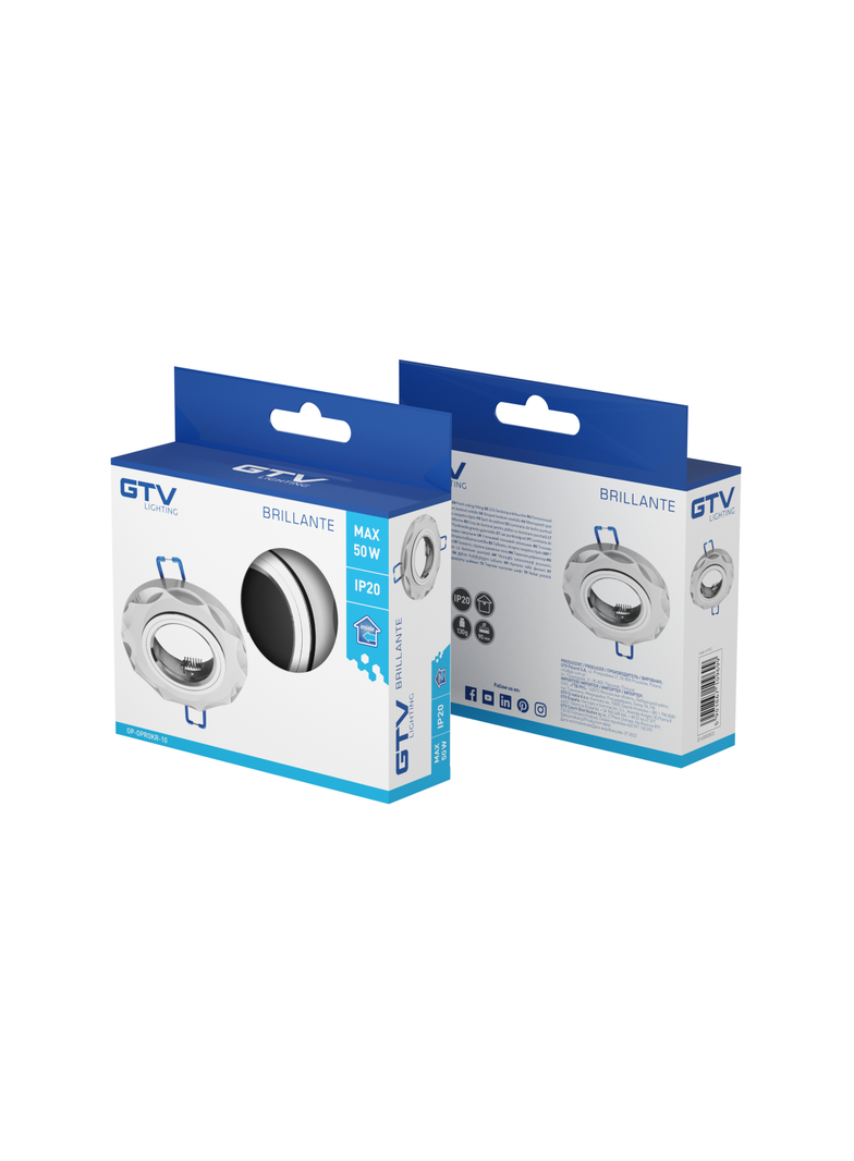 SUFITOWA OPRAWA PUNKTOWA BRILLANTE, SZKŁO, BIAŁY KRYSZTAŁ, OKRĄGŁA