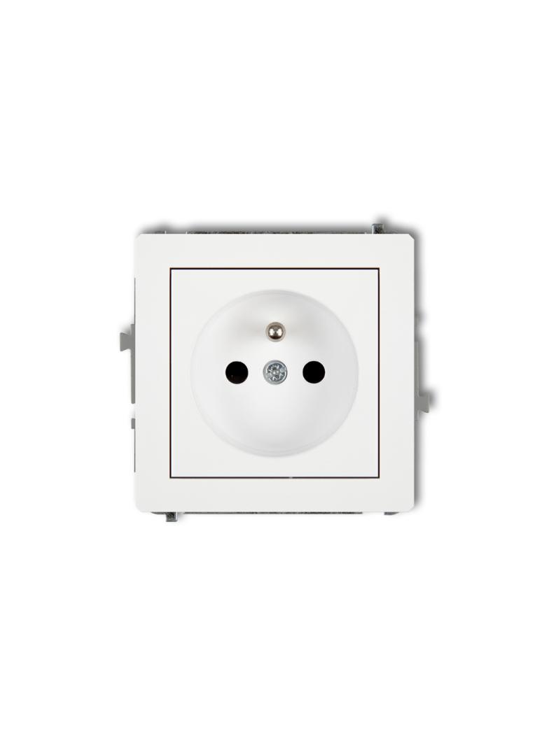 DECO Mechanizm gniazda pojedynczego z uziemieniem 2P+Z (przesłony torów prądowych) biały mat