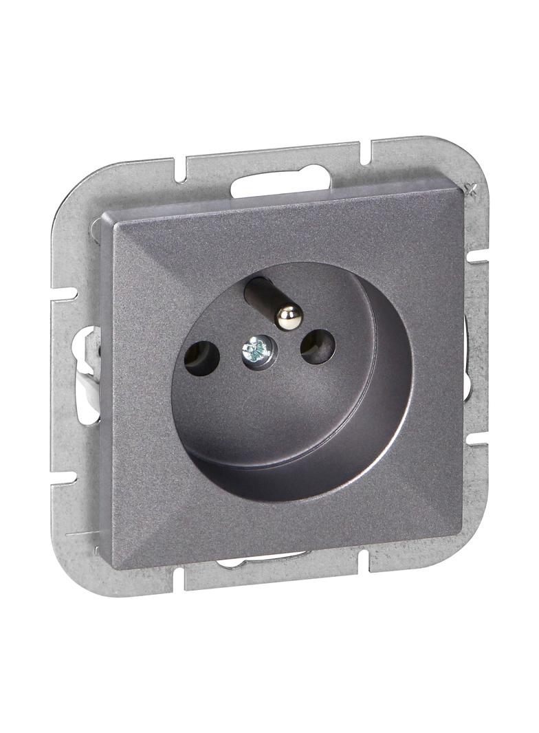 Gniazdo pojedyncze podtynkowe 2P+Z Pearl, 16A, 250V, PT-16P, antracyt