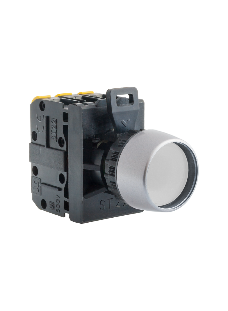 PRZYCISK KRYTY PODŚW BSP BIAŁY  1 ROZ PIERŚCIEŃ NIKLOWANY