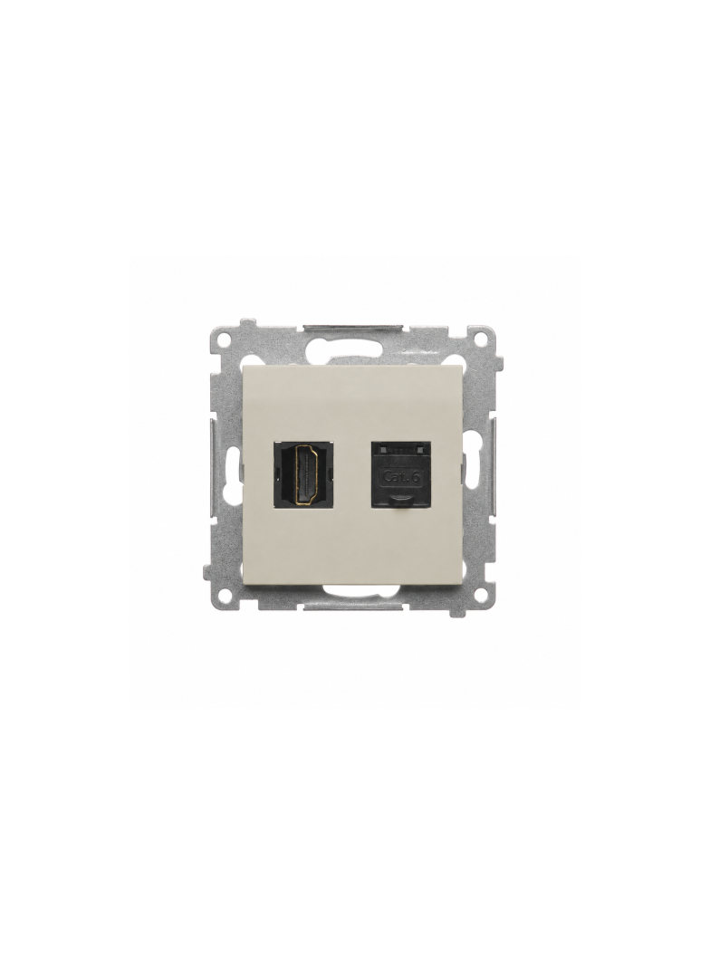 Simon 54 Gniazdo HDMI + komputerowe kat. 6 kaszmir mat DGHRJ45.01/42