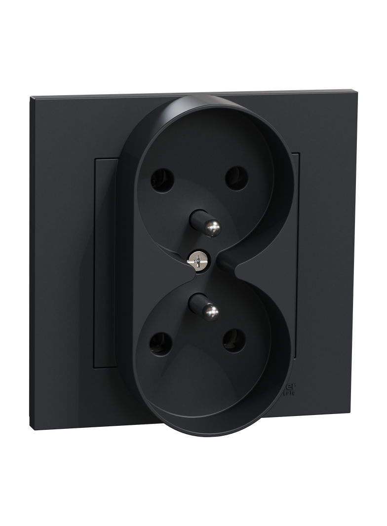 Gniazdo 2x2P+PE do systemu ramkowego z ramką 1-krotną antracyt WDE014P04 Schneider