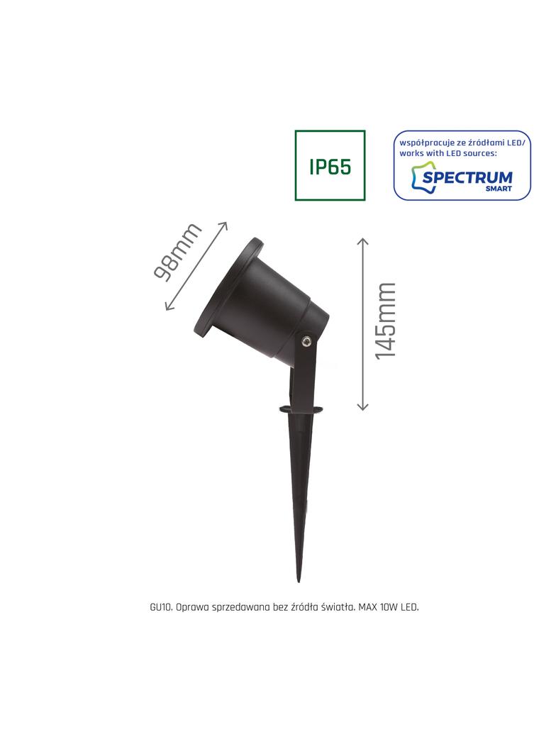 FLORI GU10 ALU 250V IP65 98x145mmCZARNA wbijana, ruchoma