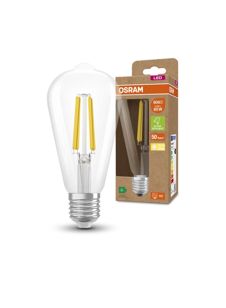 Lampa LED, klasyczny kształt bańki Edison 4W 830 230V szkło przezroczyste E27