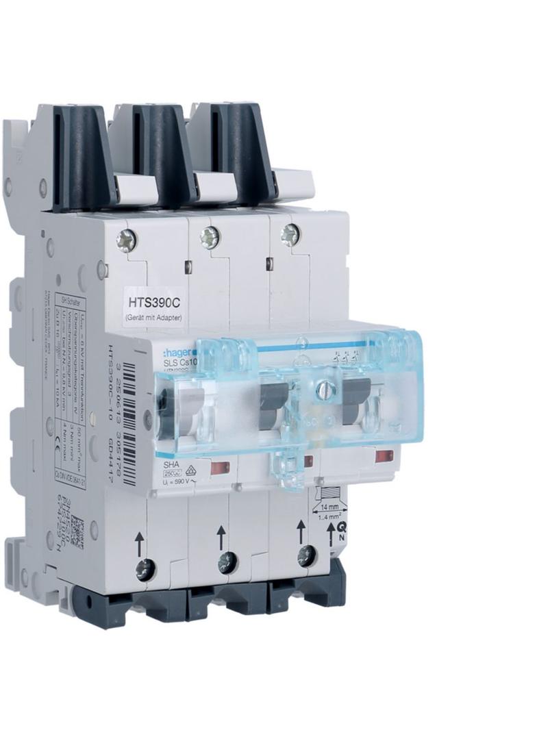 MCB SLS Wyłącznik nadprądowy selektywny 3P Cs 100 A szyny Cu 40-12x5/10mm HTS390C HAGER