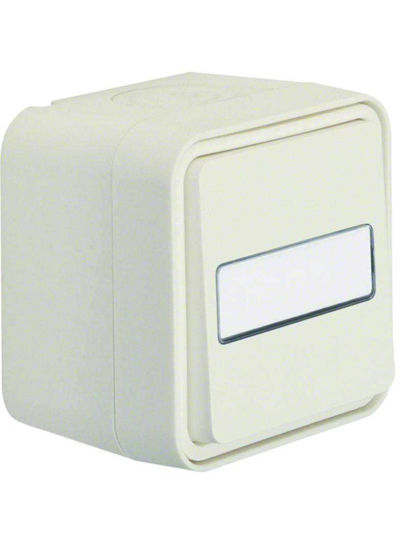 BERKER W.1 Łącznik uniwersalny z podświetlanym polem opisowym kompletny IP55 biały 30763552 HAGER