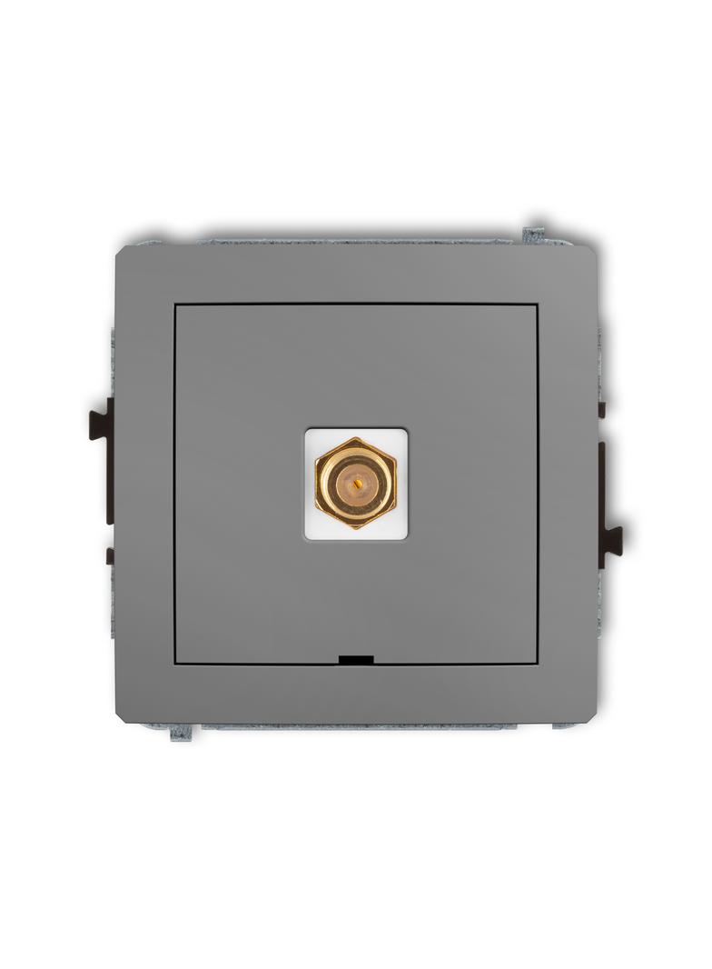 DECO Mechanizm gniazda antenowego pojedynczego typu F (SAT) pozłacany, bez pola opisowego szary mat