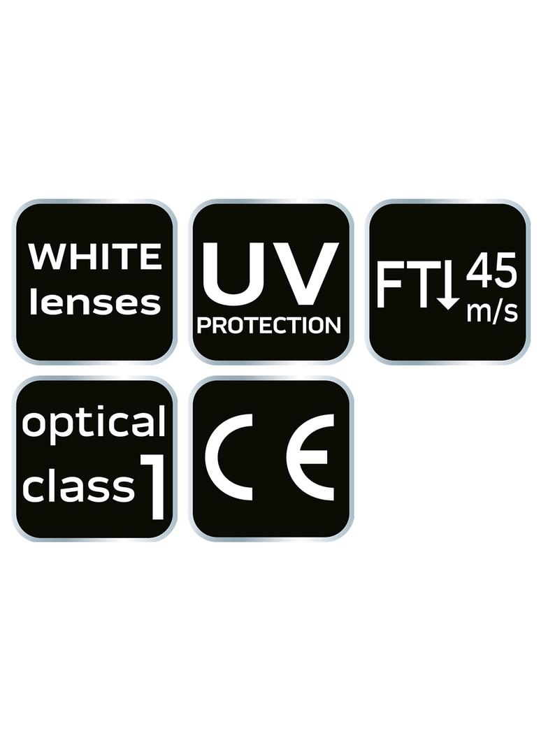 Okulary ochronne, białe soczewki, klasa odpornosci F