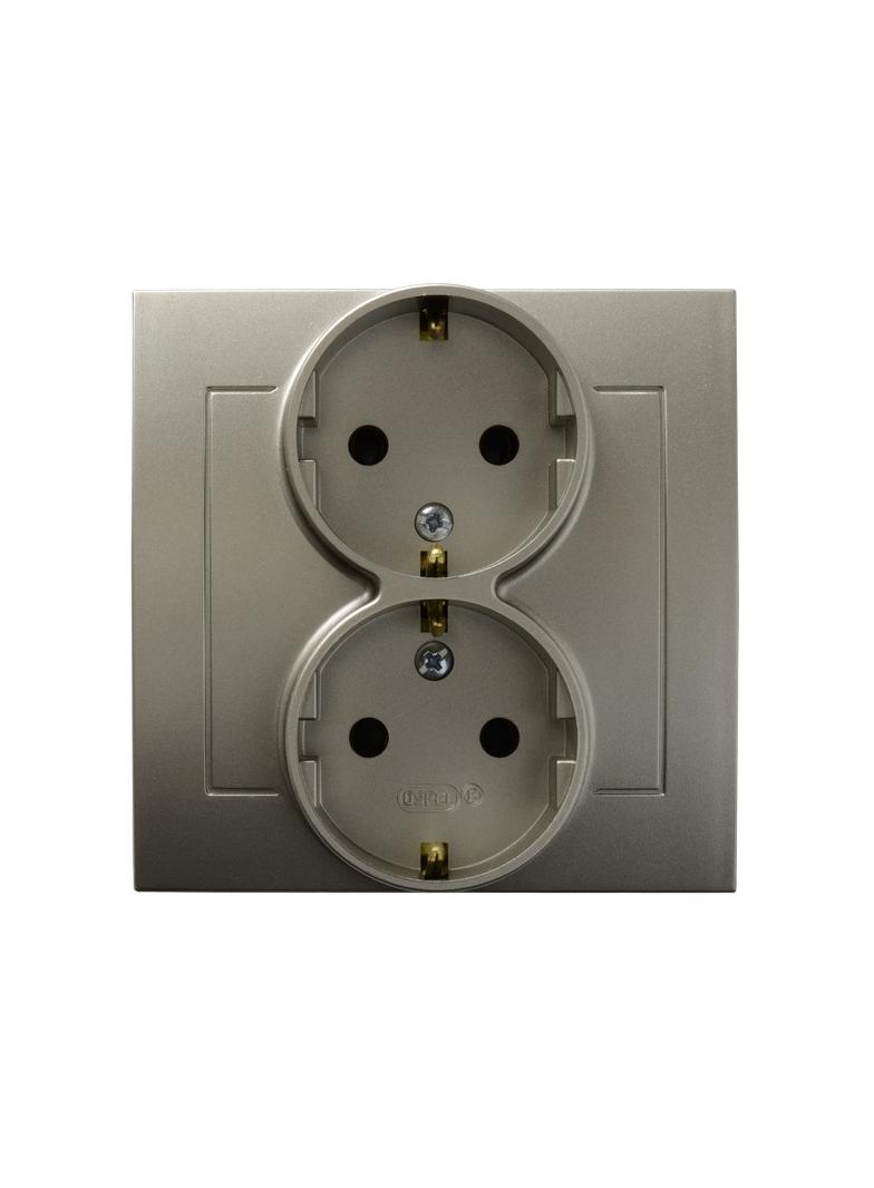KIER Gniazdo podwójne z uziemieniem schuko kolor satyna light GP-2WS/45 OSPEL