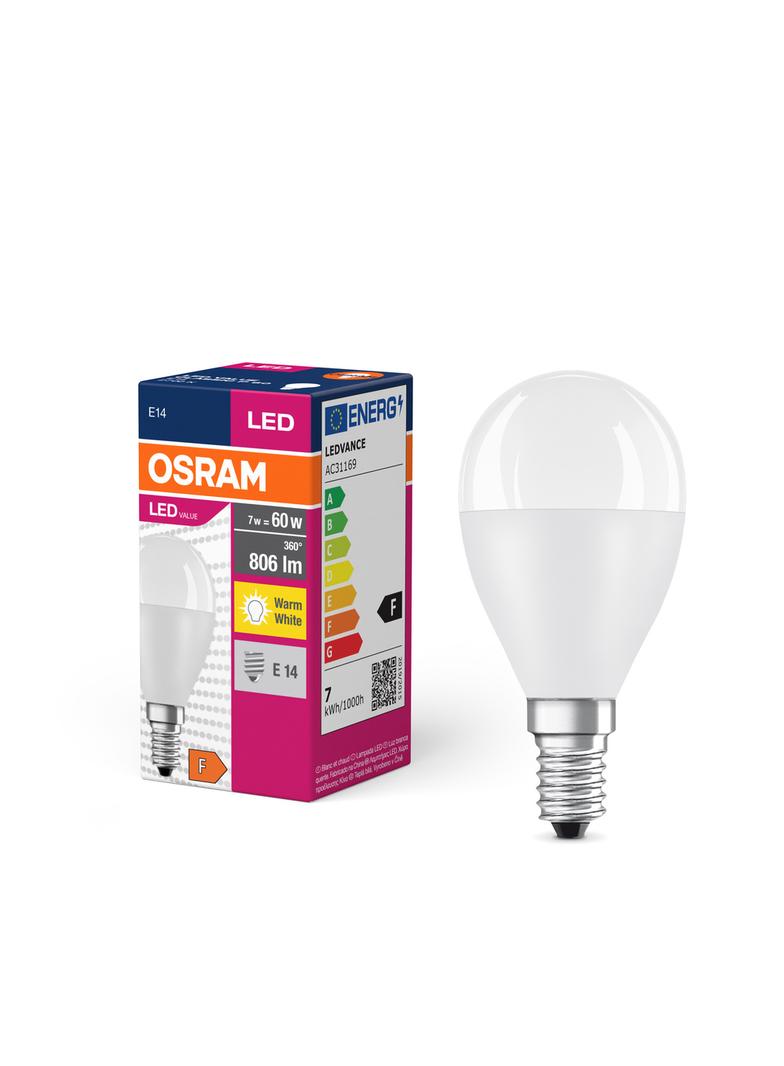 Lampa LED VALUE Classic P60 non-dim plastik 7,5W 827 E14