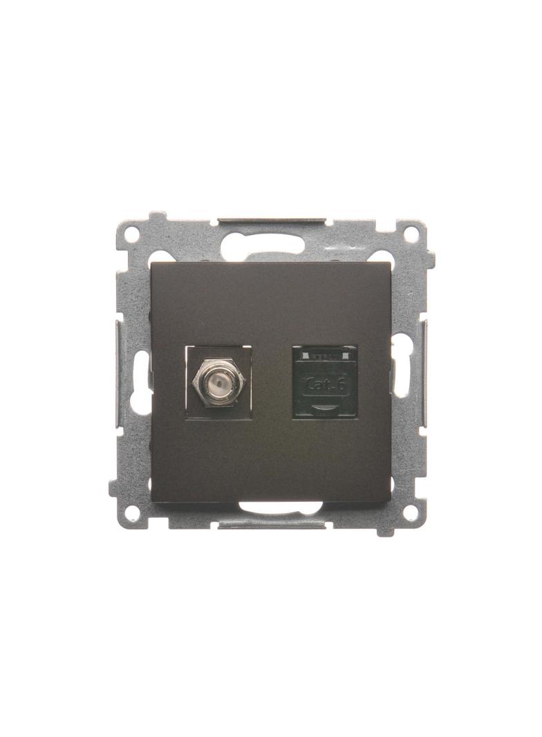 Simon 54 Gniazdo antenowe typu +RJ45 kat.6 brąz mat