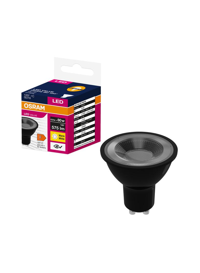 Lampa LED VALUE PAR16 80 120 6,9W/827 230V GU10 BK