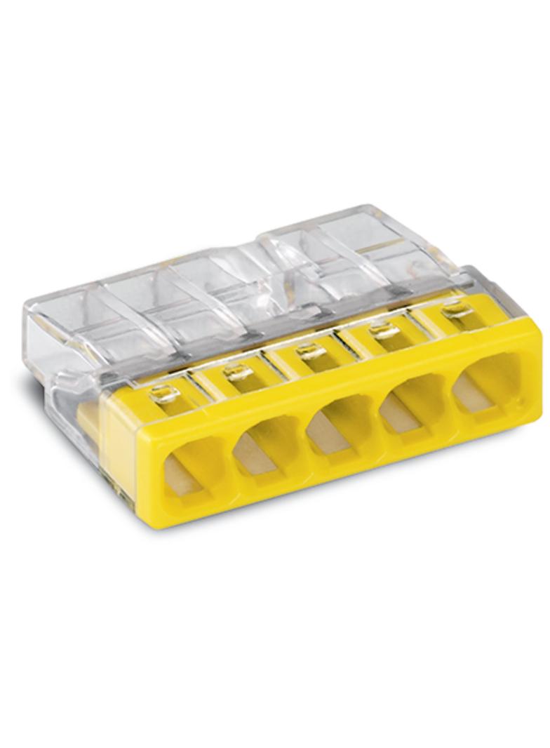 złączka do puszek instalacyjnych 5 x 2,5 mm2 przeźroczysta/żółta