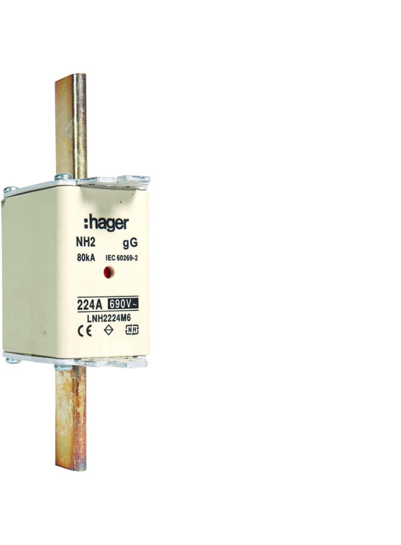 Wkładka bezp. nożowa NH2 wsk.podw. uchwyt nieiz. gG 224A 690VAC LNH2224M6 HAGER