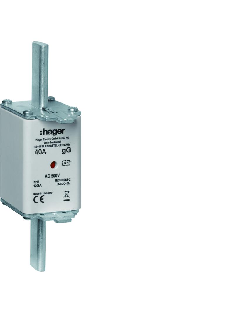 Wkładka bezp. nożowa NH2C wsk.podw. uchwyt nieiz. gG 40A 500VAC LNH2040M HAGER