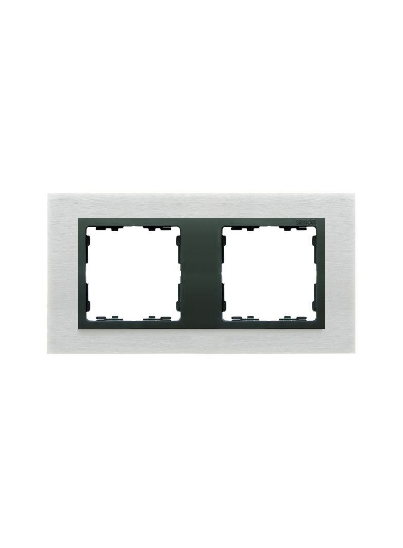 Simon 82 Nature Ramka 2-krotna Nature-metal Inox mat / pierścień grafit