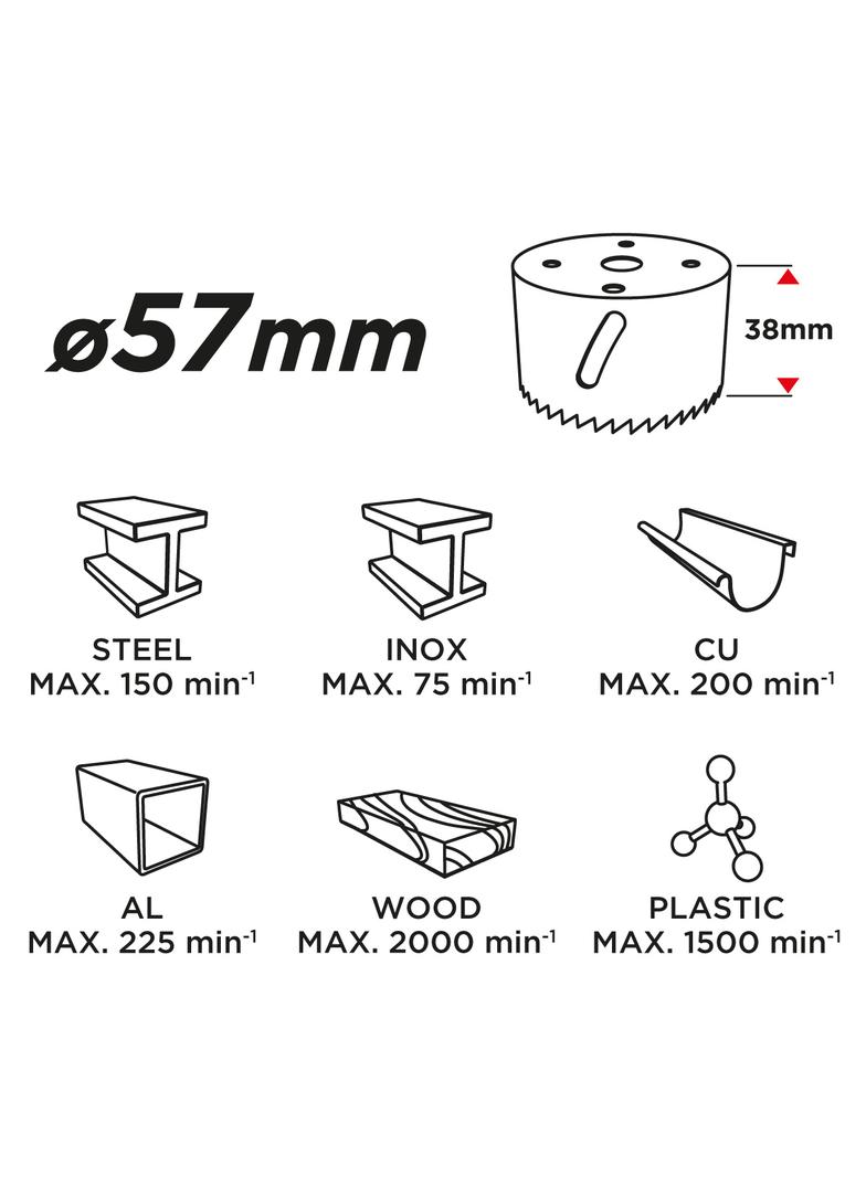 Otwornica bi-metalowa 57 mm
