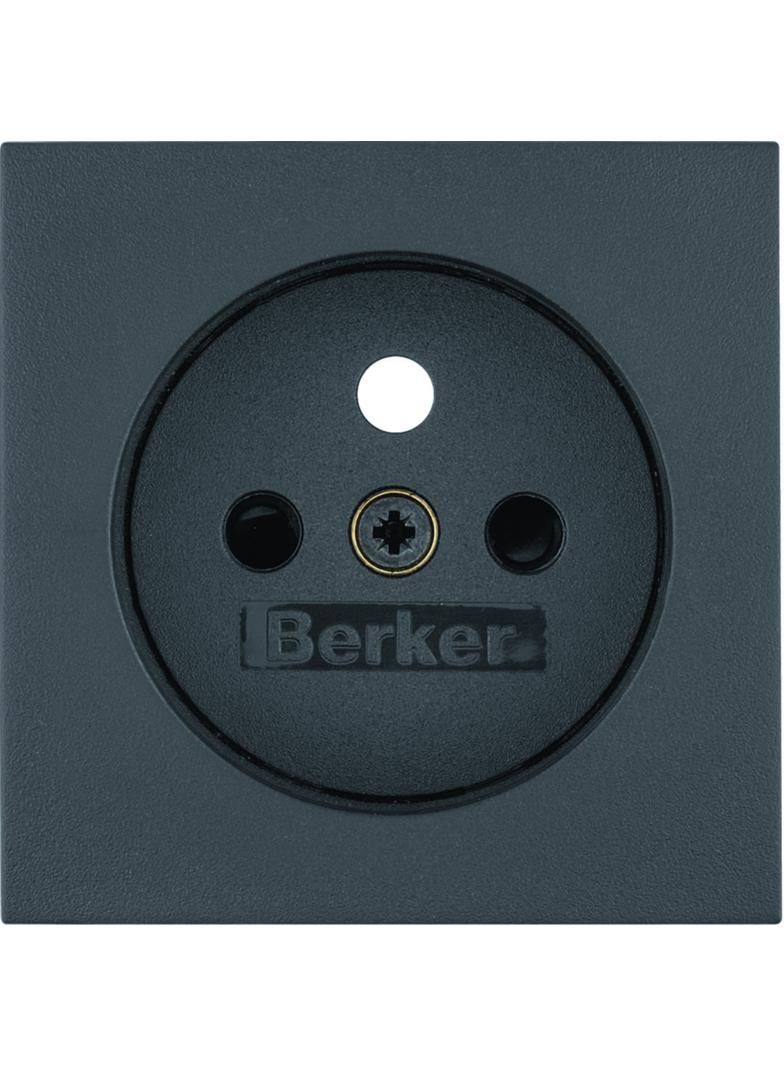 BERKER B.X Płytka czołowa z przysłonami styków do gniazda z uziemieniem antracyt mat 3965768996 HAGER
