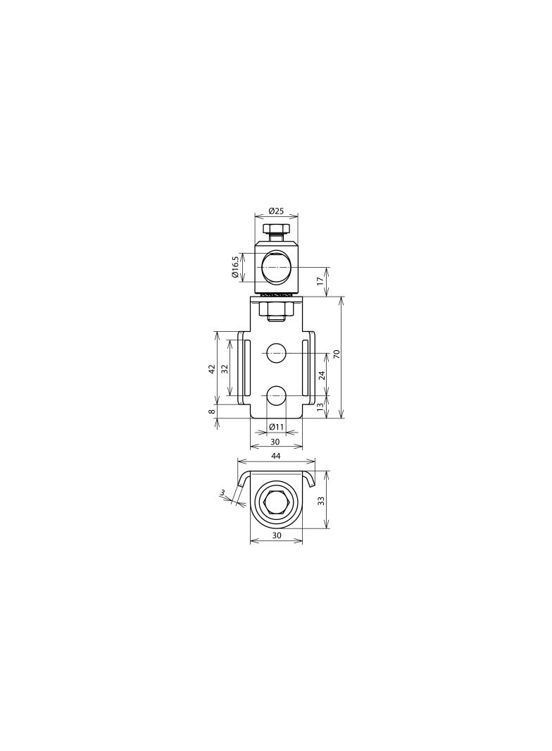 Łącznik do mocowania wsporników DEHNiso, szer. 30 mm, stal nierdzewna NIRO