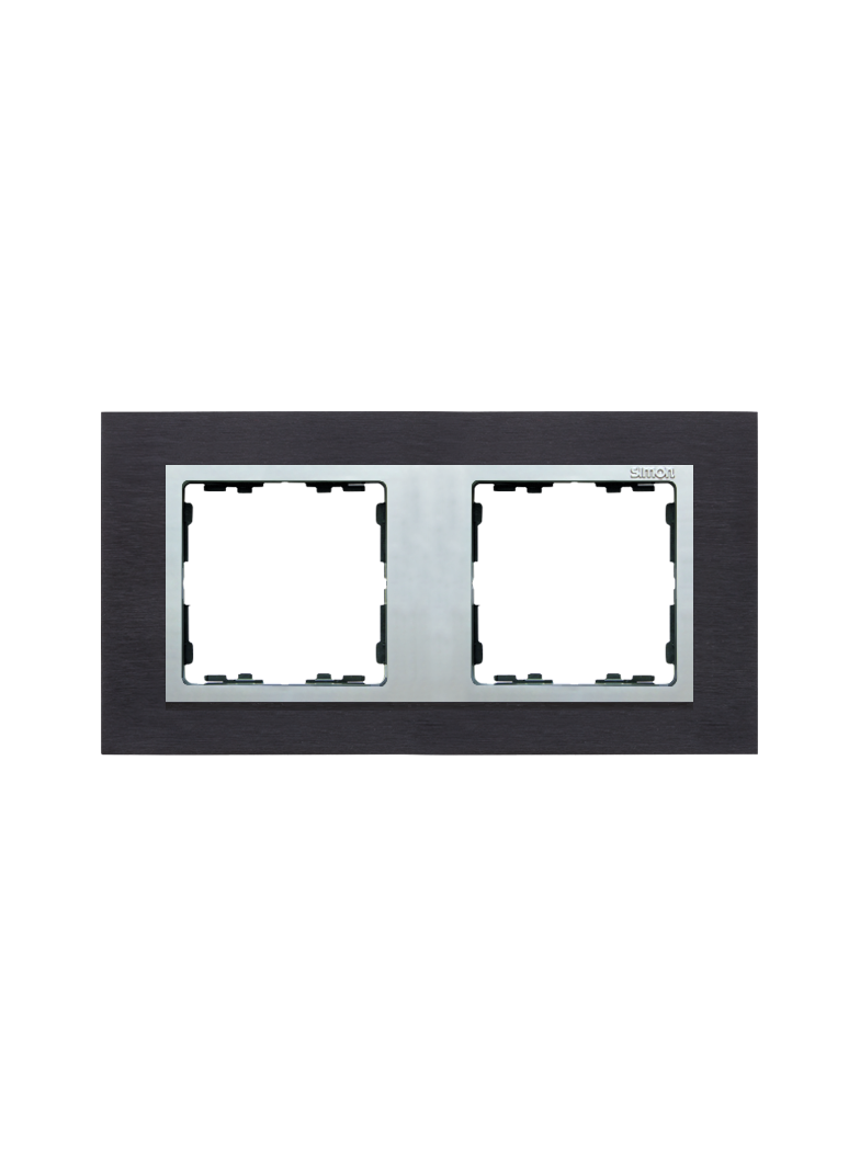 Simon 82 Nature Ramka 2-krotna Nature-metal Inox czarny / pierścień aluminium 82927-38 KONTAKT