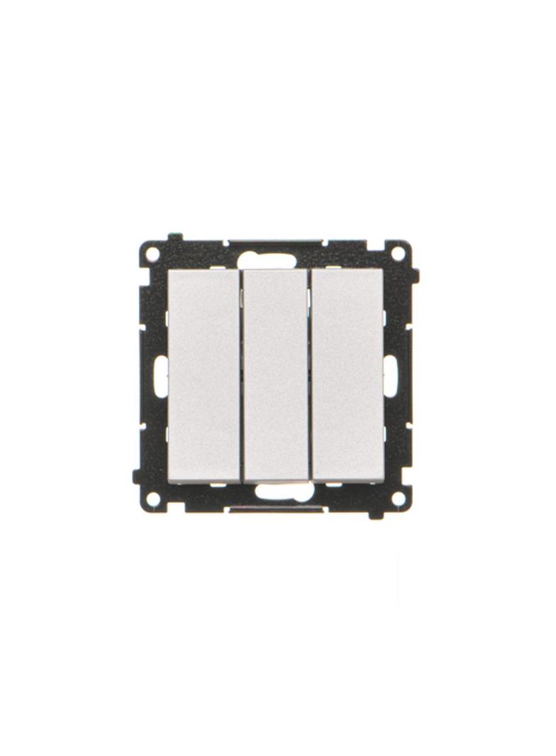 Simon 55 Przycisk zwierny potrójny z podświetleniem LED szybkozłączka Aluminium mat TP31L.01/143 KONTAKT