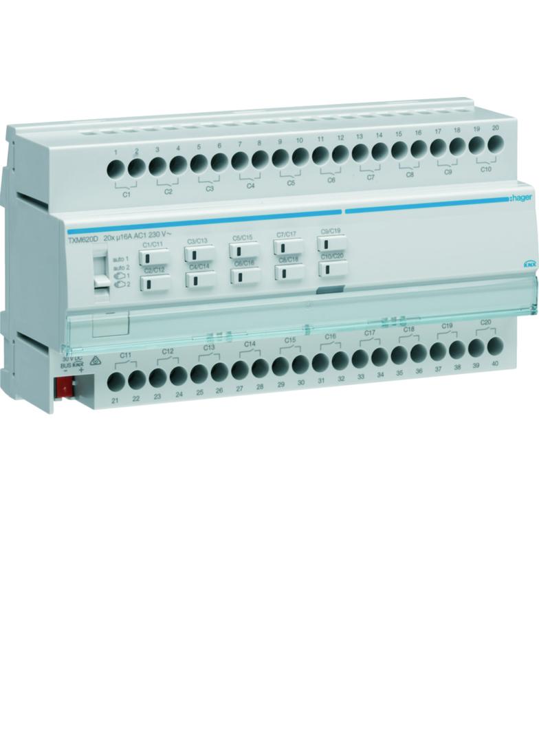 KNX e/s Sterownik załączający/żaluzjowy 20-/10-krotny 16A C-load 10M TXM620D HAGER