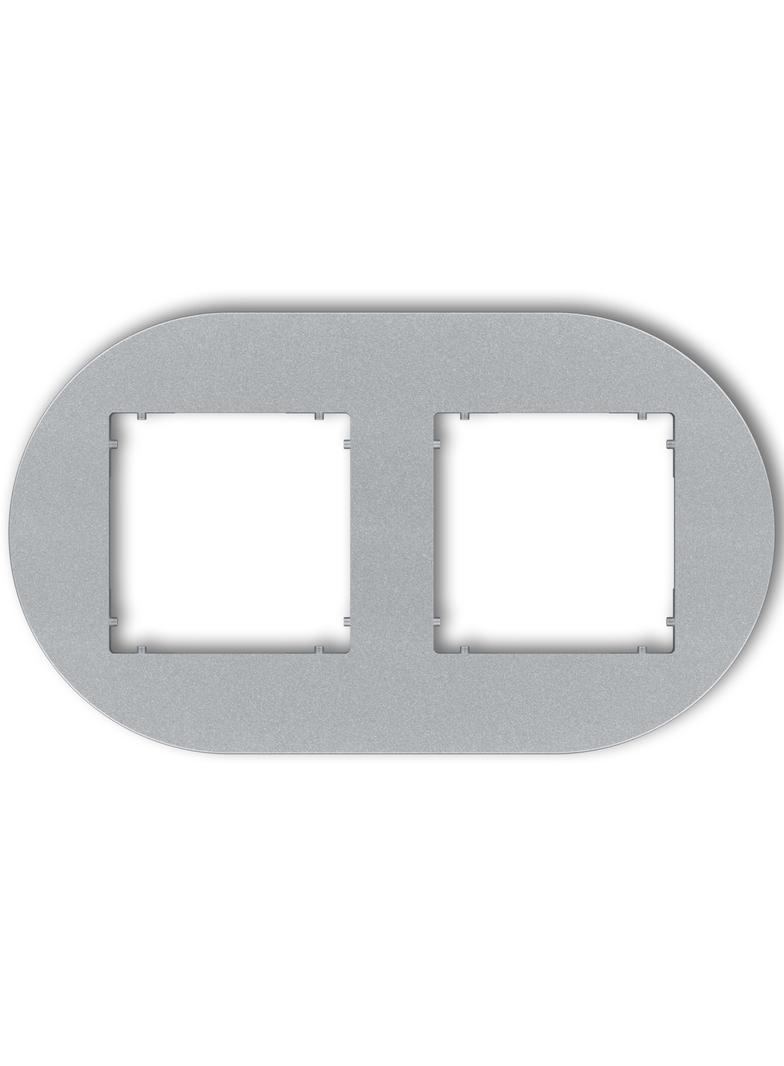 MINI Ramka uniwersalna podwójna okrągła z tworzywa srebrny metalik