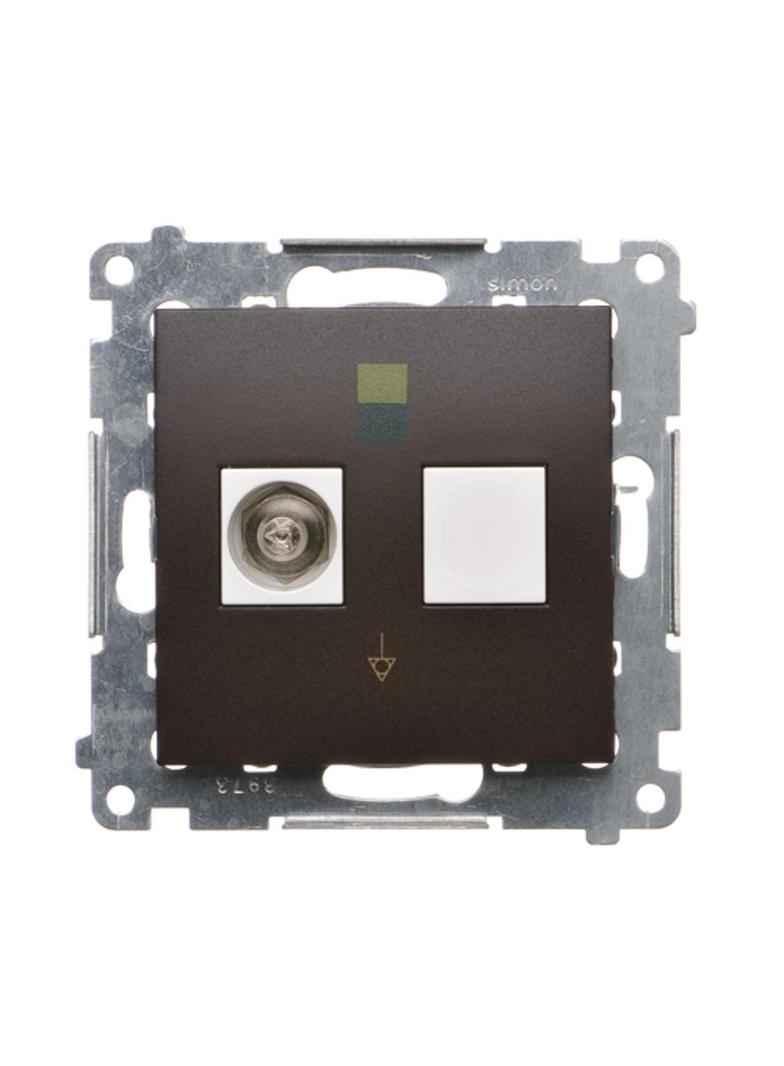 Simon 54 Gniazdo ekwipotencjalne pojedyncze brąz mat