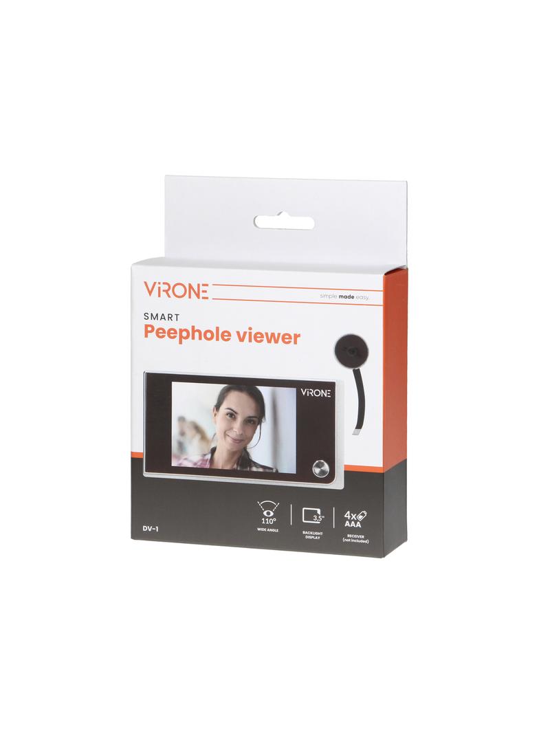 Elektroniczny wizjer do drzwi LCD 3,5" szerokokątny obiektyw bateryjny srebrny DV-1 ORNO