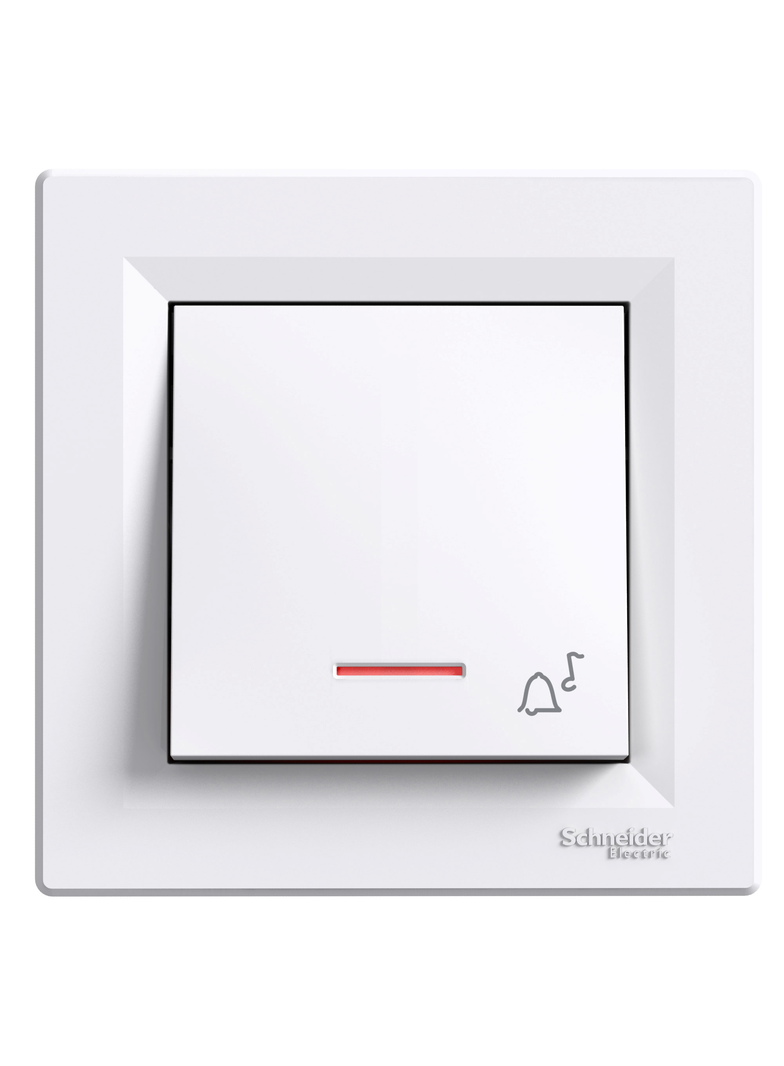 Asfora, przycisk dzwonek, z podświetleniem, zaciski śrubowe, biały