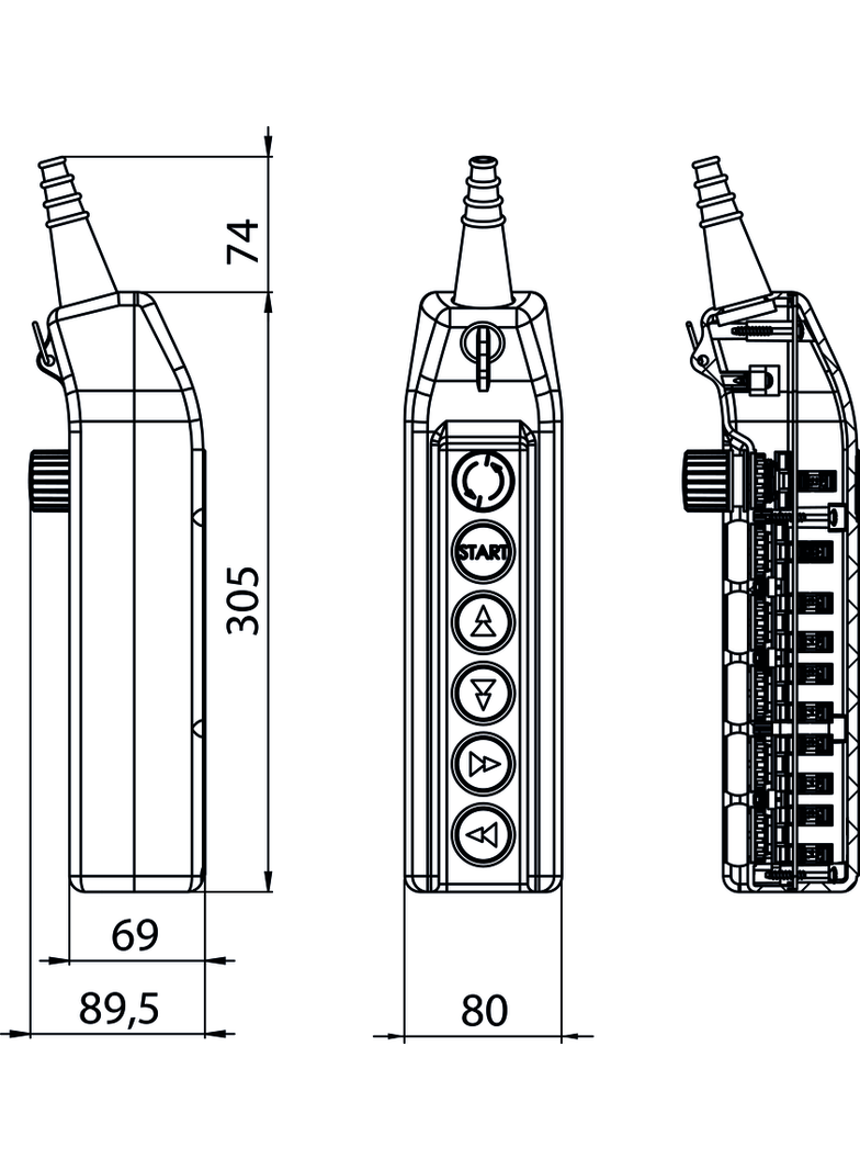 KASETA STEROWNICZA SUWNICOWA   B-1NC+START-NO+4X(1NO+1NO/2)