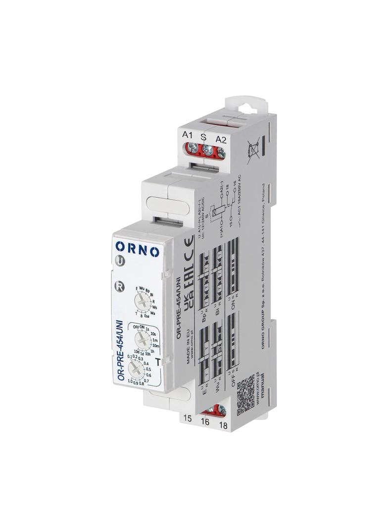 Przekaźnik czas. 10 funkcji uniwersalne zasilanie OR-PRE-454/UNI ORNO