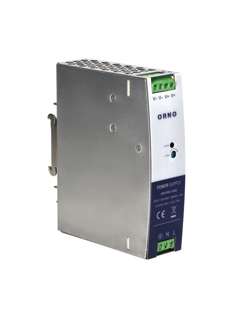 Zasilacz przemysłowy na szynę DIN 24VDC 3,2A 77W obudowa metalowa OR-PSU-1656 ORNO