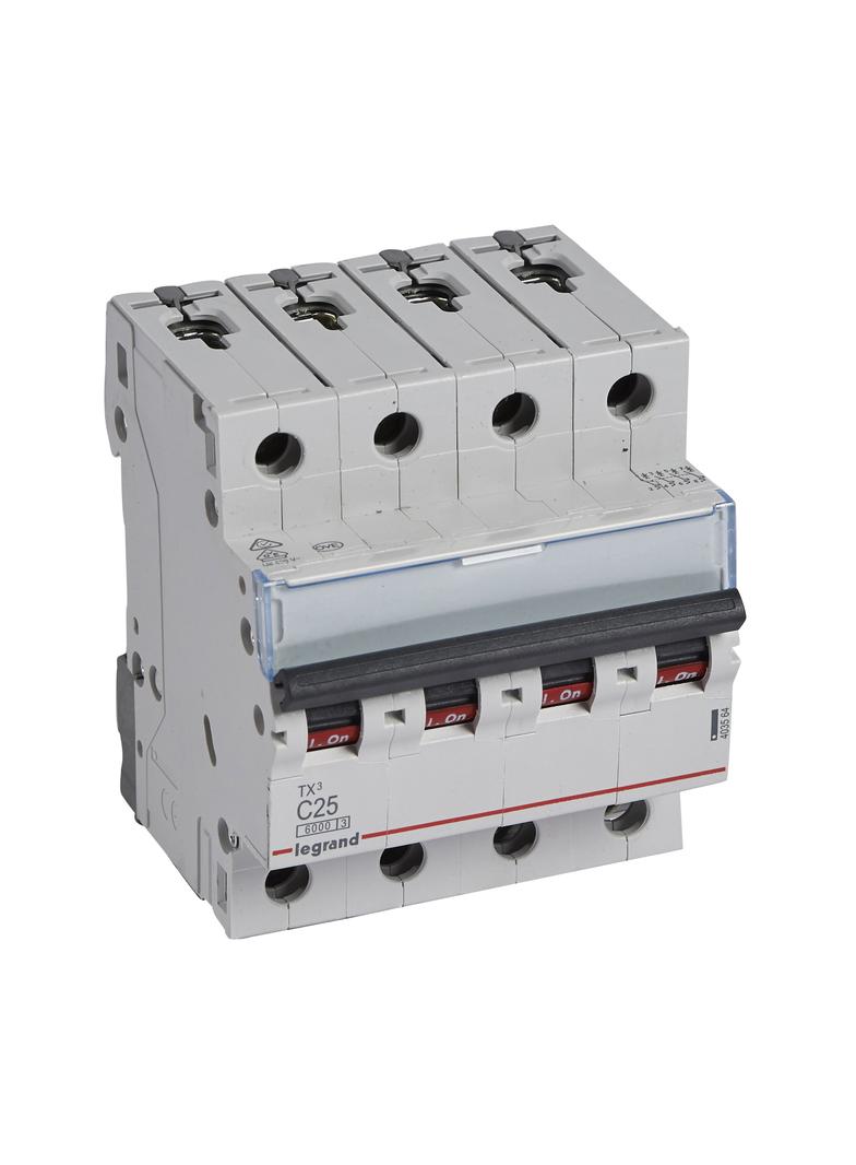 WYŁĄCZNIK NADPRĄDOWY S 304 4P C 25A 6000A SERII TX3, Legrand