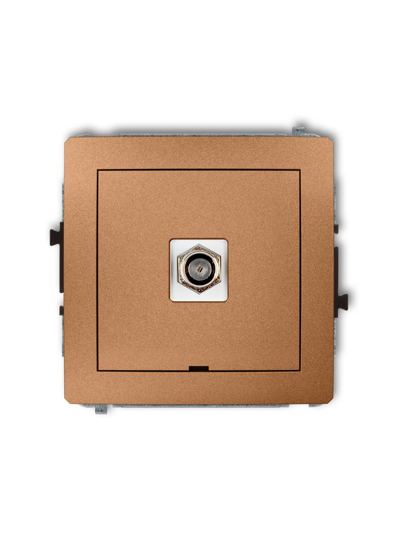 DECO Mechanizm gniazda antenowego pojedynczego typu F (SAT) niklowany, bez pola opisowego złoty meta