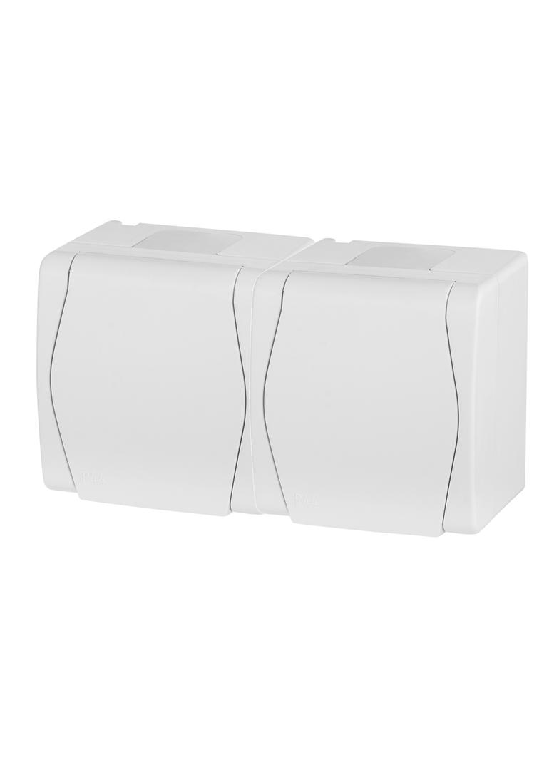 GNIAZDO HERMES 2 2X2P+Z SCHUKO BIAŁE IP44