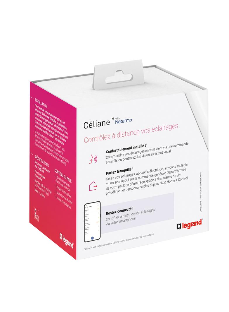 CELIANE WITH NETATMO - ŁĄCZNIK BEZPRZEWODOWY OŚWIETLENIA I GNIAZD ŚWIECZNIKOWY BIAŁY, Legrand