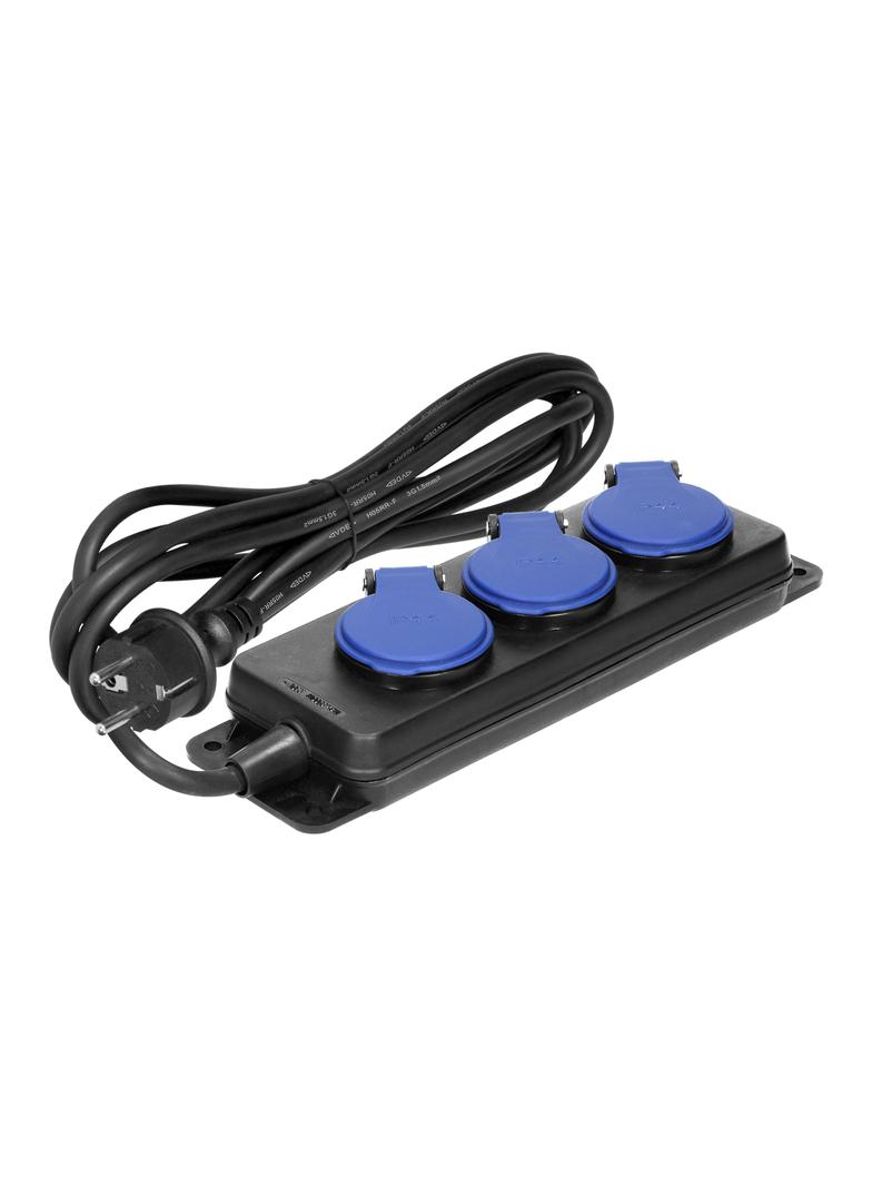 Przedłużacz warsztatowy bryzgoszczelny IP44, 3 gniazda 2P+Z IP44, przewód gumowy, H05RR-F 3x1,5mm2,
