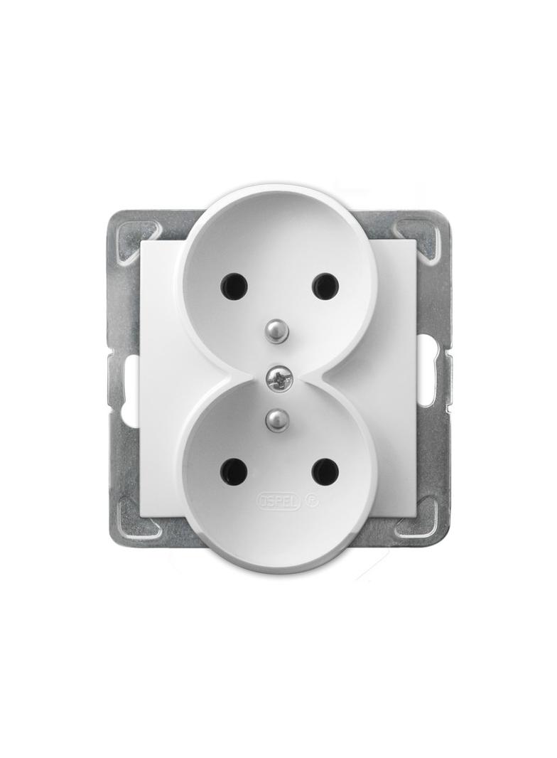 IMPRESJA Gniazdo podwójne z uziemieniem moduł bez ramki - kolor biały GP-2YRAZ/m/00