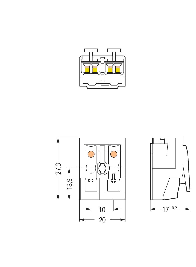 złączka zasilająca 2-biegunowa bez stopek bez styku PE