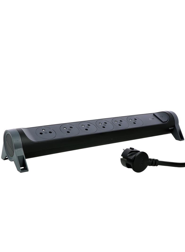 PRZEDŁUŻACZ PREMIUM, OBROTOWY, 6X2P+Z, Z OGRANICZNIKIEM PRZEPIĘĆ, Z PRZEWODEM 1.5 METRA 3X1.0 MM2 -