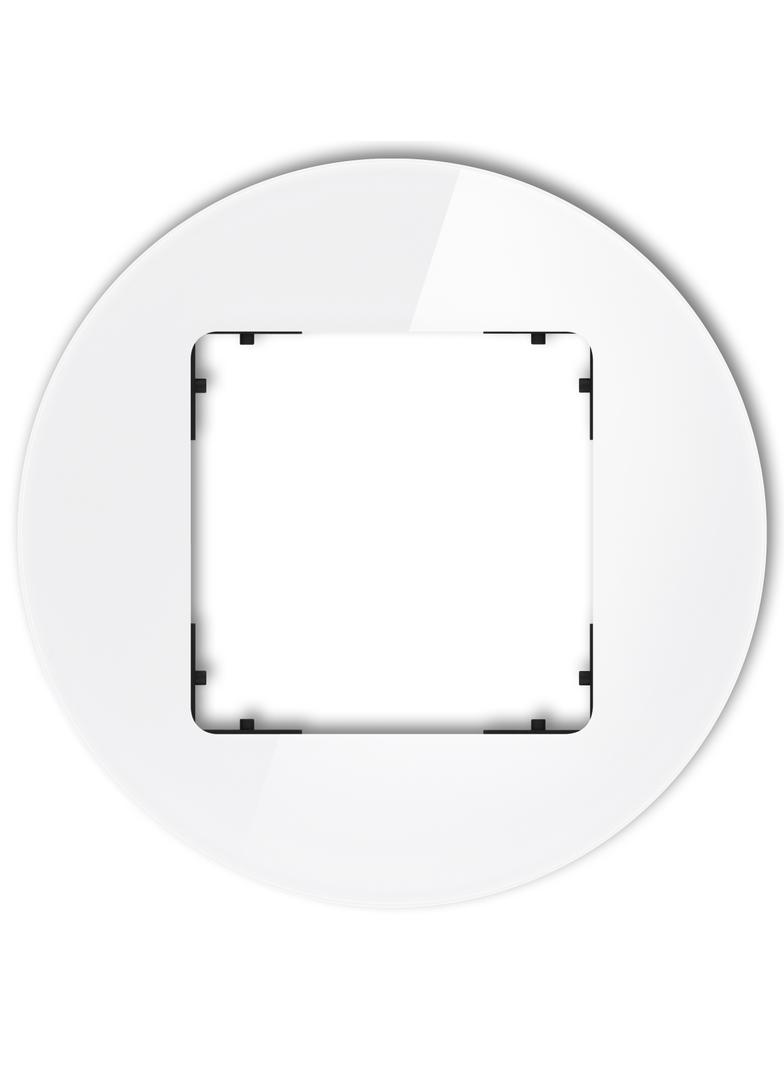 ICON Ramka uniwersalna pojedyncza okrągła - efekt szkła (ramka: biała; spód: czarny) biały