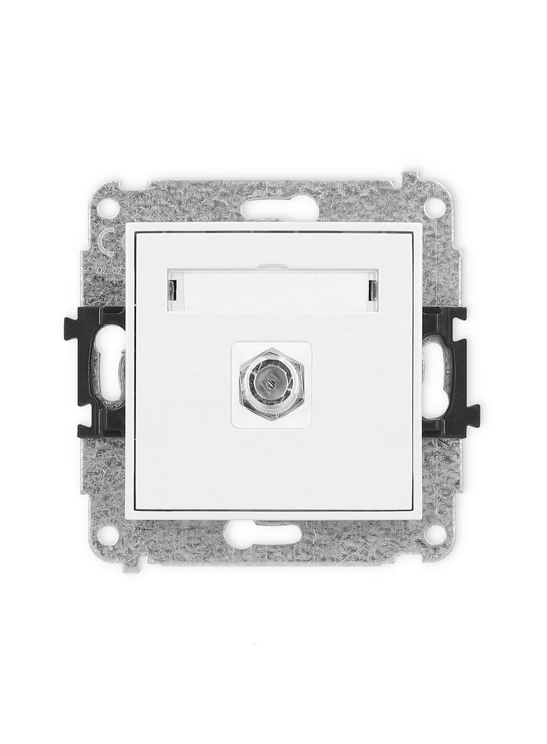 MINI Mechanizm gniazda antenowego pojedynczego typu F (SAT) niklowany biały mat